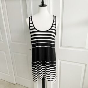 Papillion Blanc Black White Striped Stretchy Tank Dress Size XL